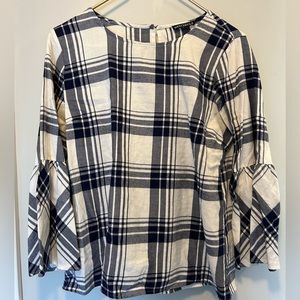 J. Crew Mercantile flannel 3/4 sleeve Blouse